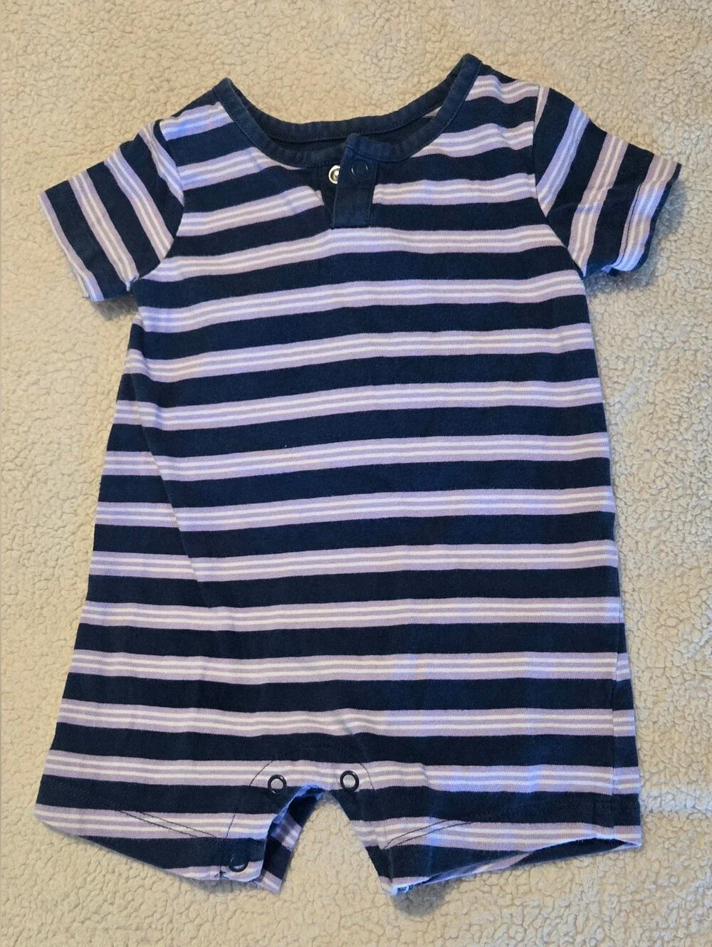 Carter's Navy & White Striped Baby Romper